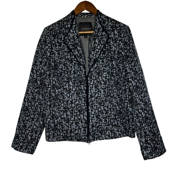 Classiques Entier Women's Black Textured Blazer Silk Blend Jacket Large Chic - Picture 1 of 10